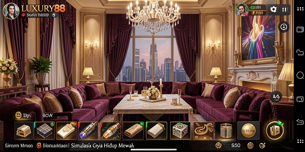 Tampilan gameplay LUXURY88 dengan nuansa kehidupan mewah.