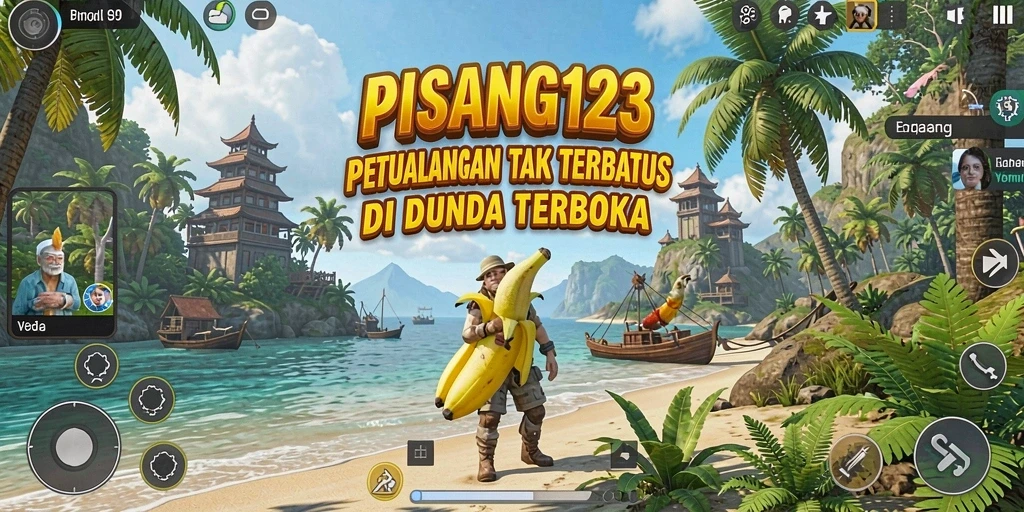 Tangkapan layar gameplay PISANG123 yang menunjukkan eksplorasi dunia terbuka.