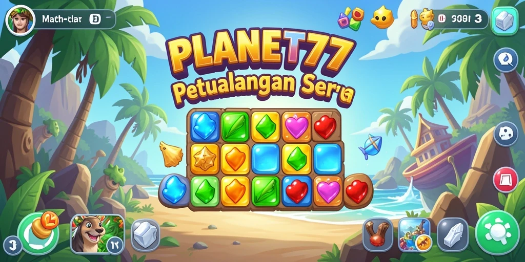Tampilan gameplay seru di PLANET77 saat mencocokkan objek berwarna.