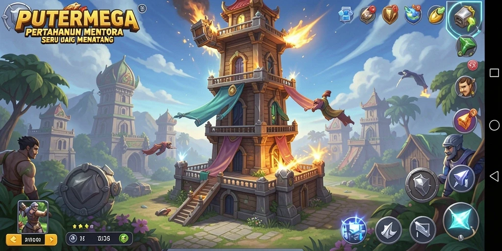 Tampilan gameplay PUTERMEGA dalam aksi Tower Defense yang mendebarkan.