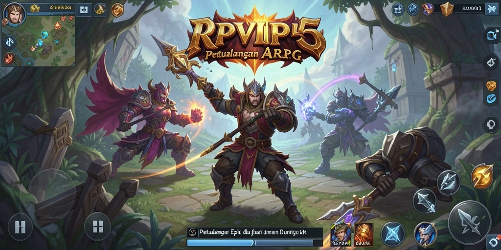 Screenshot gameplay yang menampilkan pertarungan seru dalam RPVIP5.