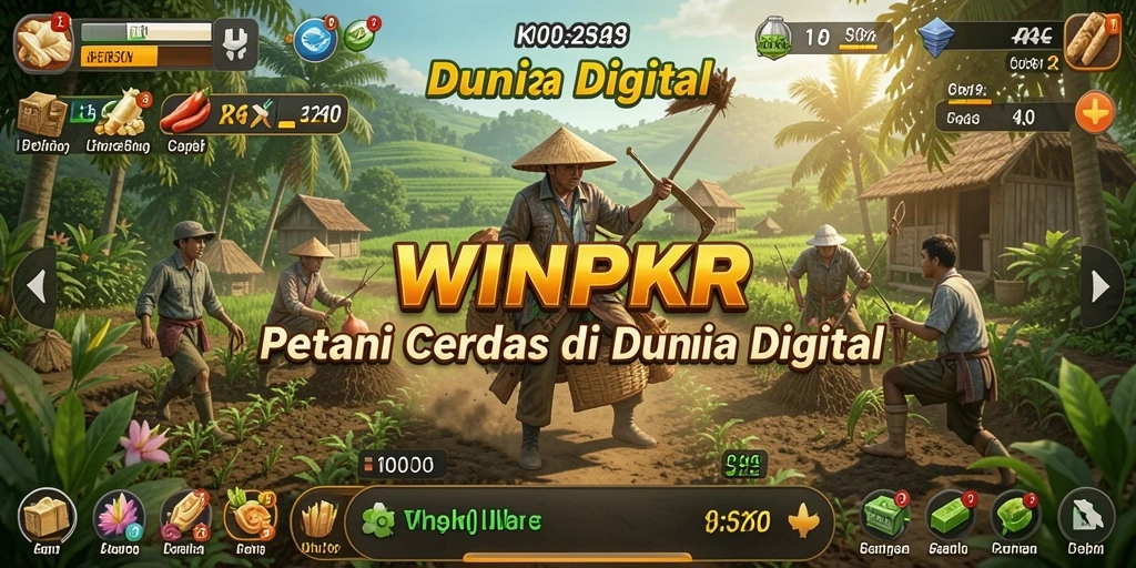 Tampilan screenshot gameplay <strong>WINPKR</strong> yang menunjukkan proses bertani yang seru.