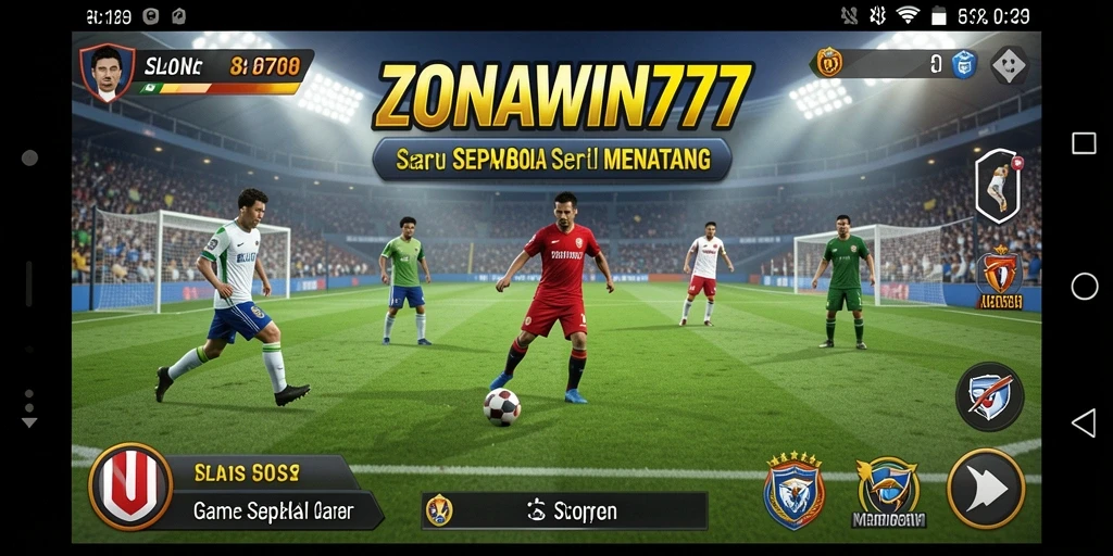 Tampilan gameplay seru di ZONAWIN777 dengan aksi sepak bola penuh.